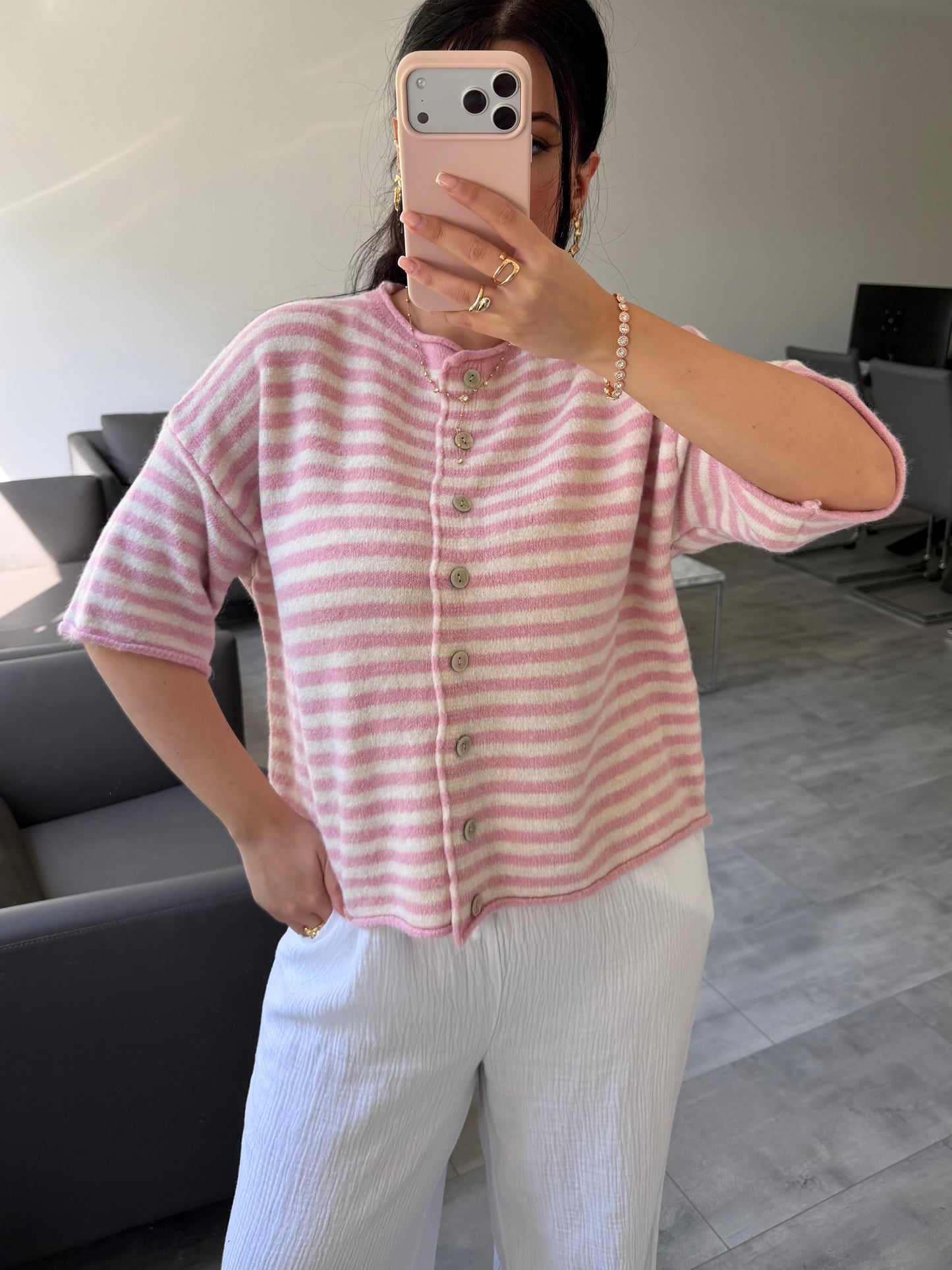 KURZARM CARDIGAN JUNA GESTREIFT – Miss Nova Damenmode