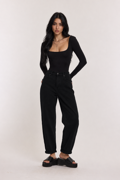 STRETCH MOM JEANS LANA SCHWARZ