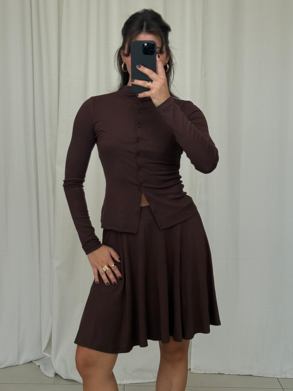 LONGSLEEVE BUTTON-UP CHOCOLATE