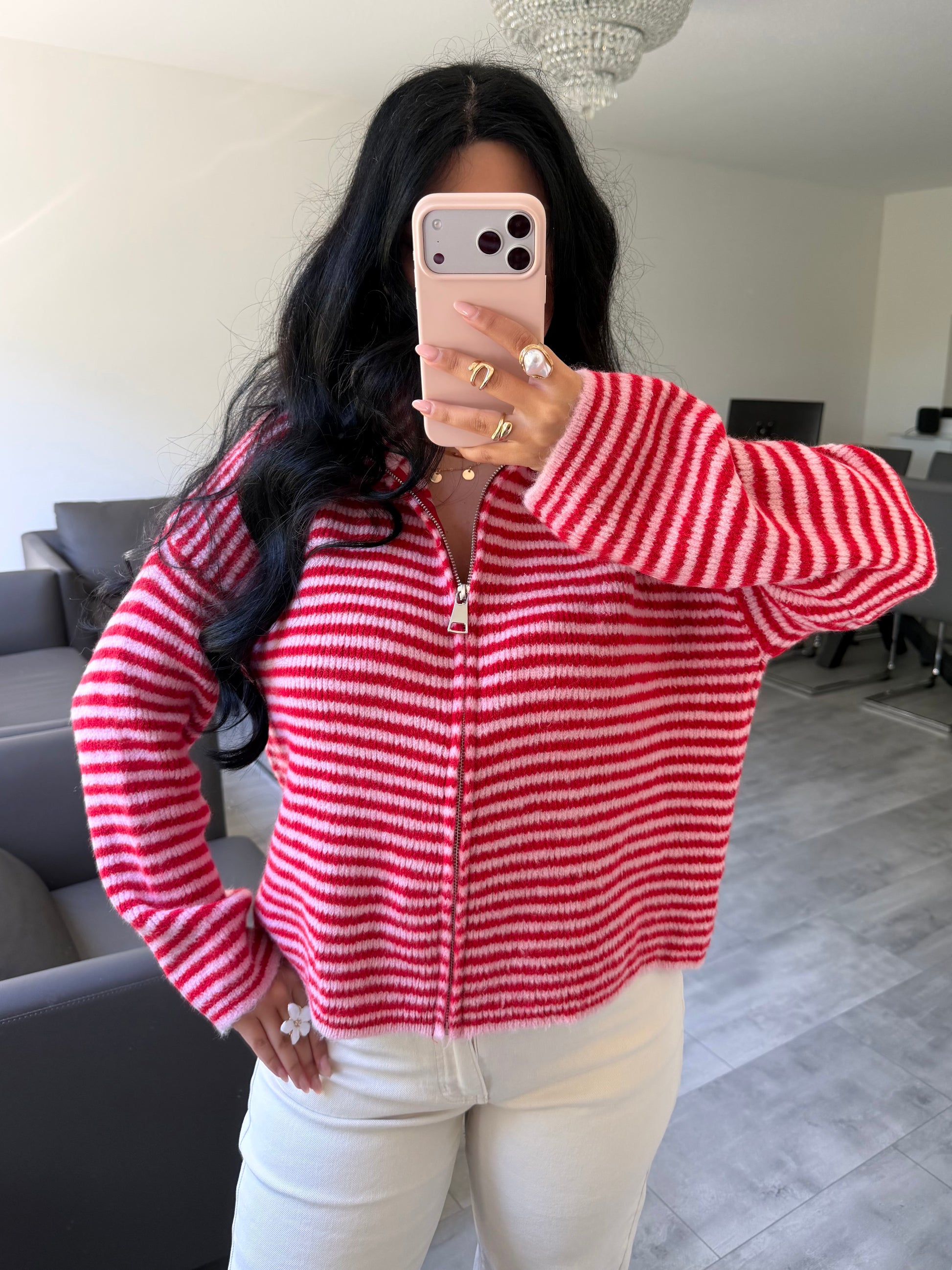 Zip Strickjacke Emilia Gestreift | missnova.de