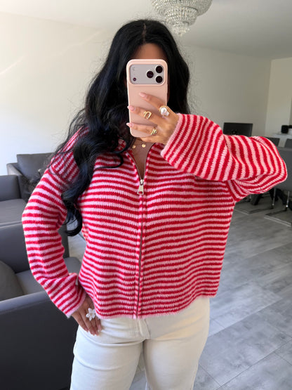 Zip Strickjacke Emilia Gestreift | missnova.de