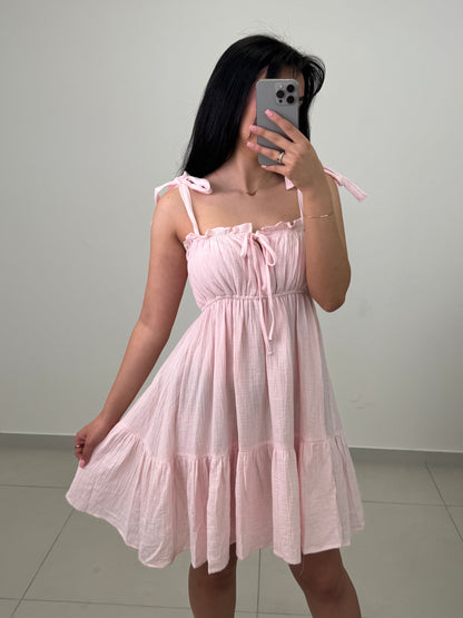MUSSELIN KLEID AURORA ROSA KURZ
