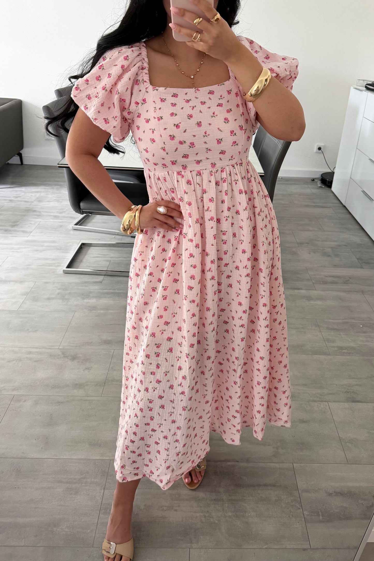 MUSSELIN KLEID ROSALIE MIT ROSENMUSTER – Musselin Mode Miss Nova