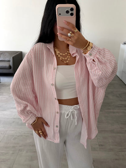 MUSSELIN BLUSE ALMA STREIFEN