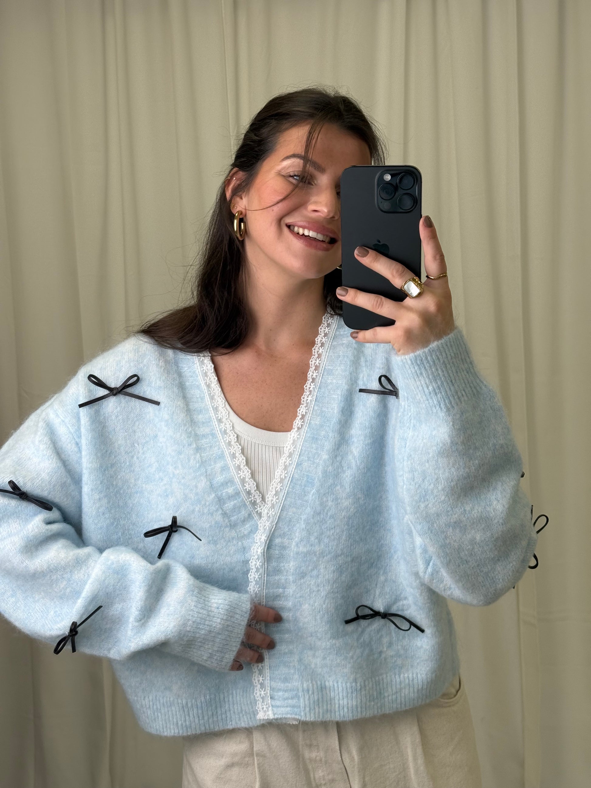 CARDIGAN LEDERSCHLEIFEN CELINE Ansicht 9 – Miss Nova Damenmode