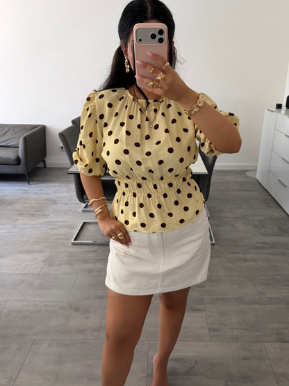 VISKOSE BLUSE POLKA DOTS