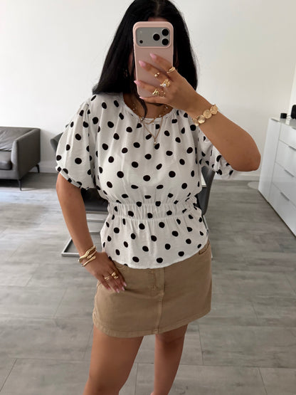 VISKOSE BLUSE POLKA DOTS