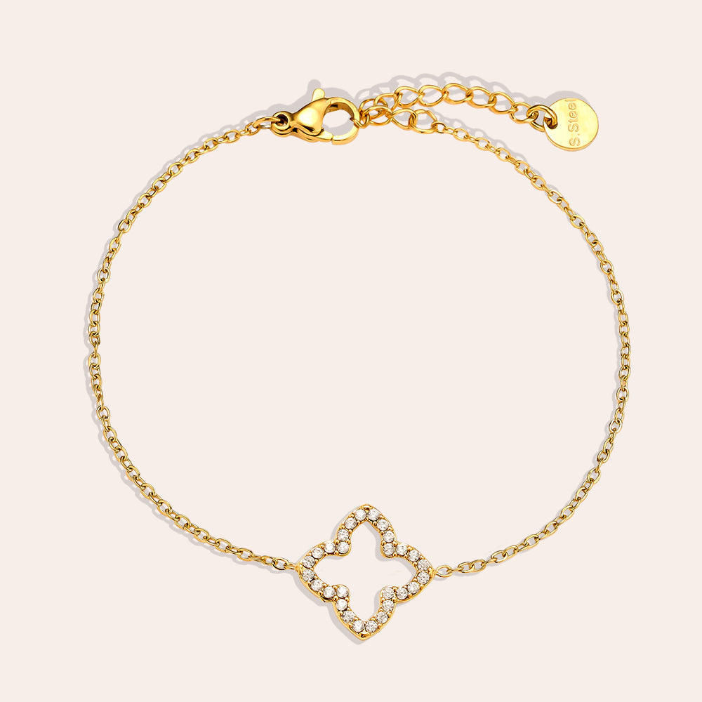 EDELSTAHL ARMKETTE LUCKY FLOWER CLASSIC – Damenmode bei Miss Nova