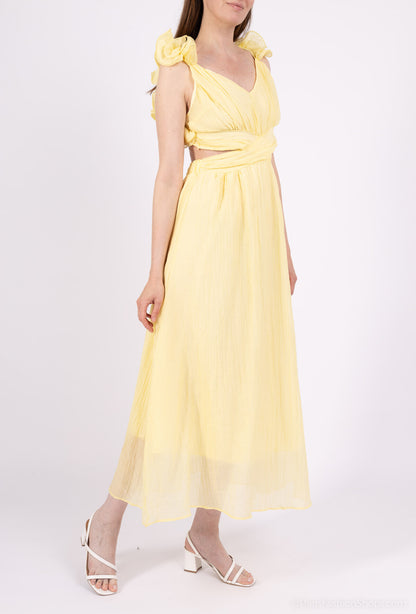 Kleid Zara Mit Rückenausschnitt Gelb – Kleid Damen MissNova