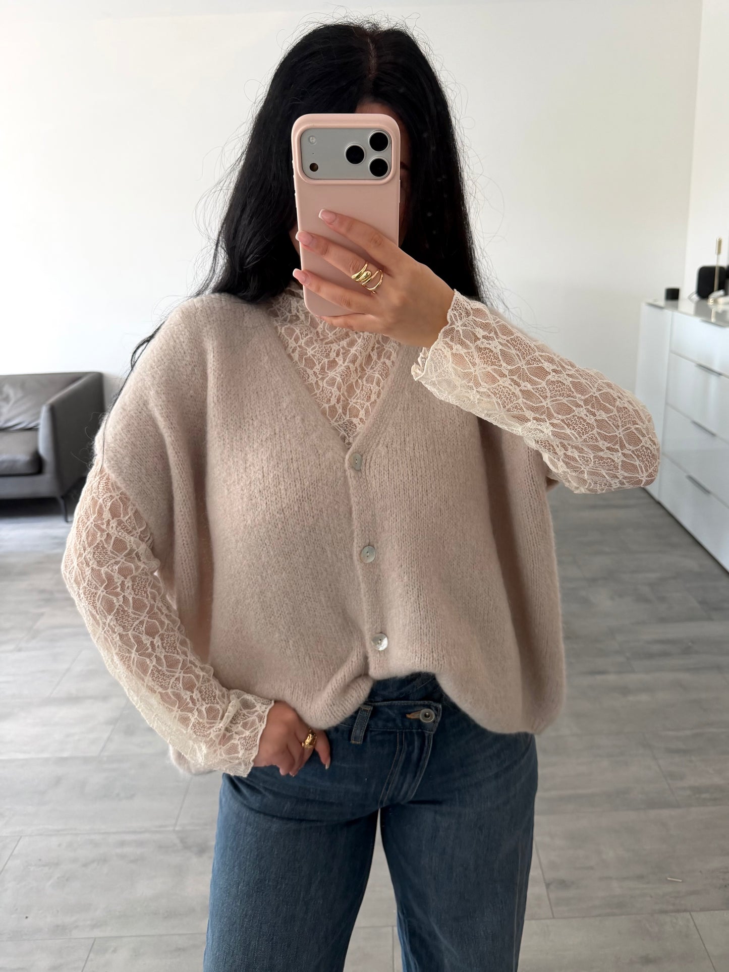 KURZARM STRICKJACKE LENI