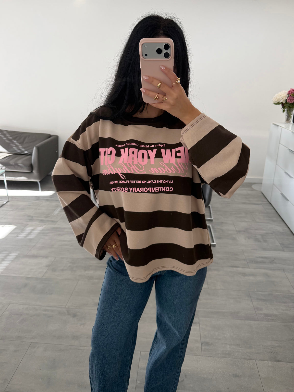 OVERSIZE SWEATSHIRT STREIFEN NEW YORK CITY