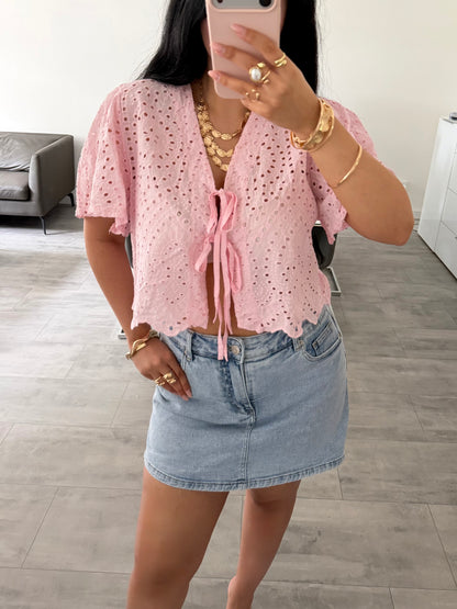 BAUMWOLLBLUSE MIT LOCHSTICKEREI ALESSIA