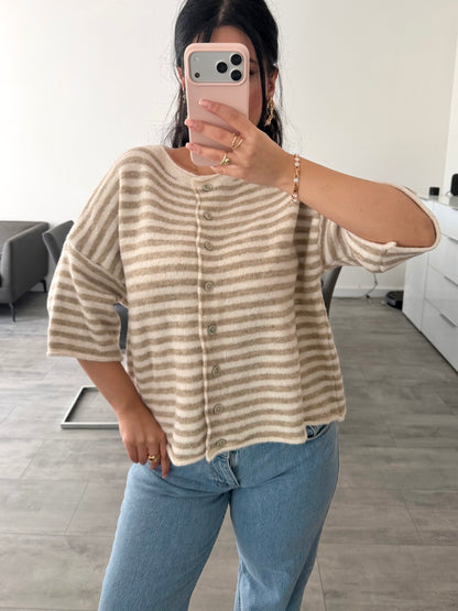 KURZARM CARDIGAN JUNA GESTREIFT – Miss Nova Damenmode