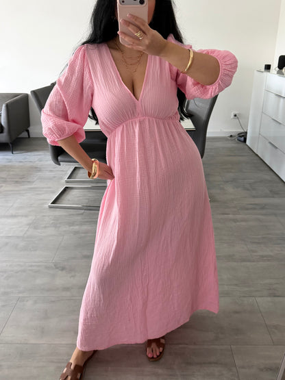 MUSSELIN MAXIKLEID MIT V-AUSSCHNITT ZARIA