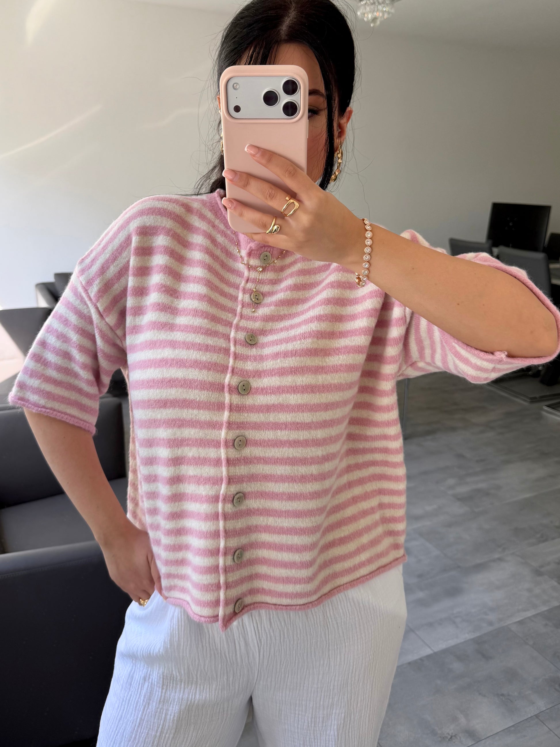 KURZARM CARDIGAN JUNA GESTREIFT – Miss Nova Damenmode
