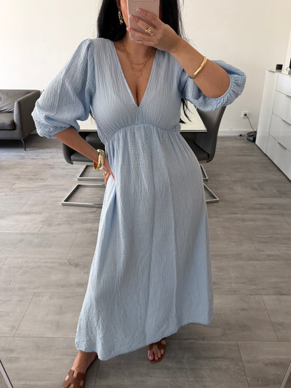 MUSSELIN MAXIKLEID MIT V-AUSSCHNITT ZARIA