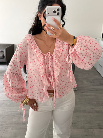 MUSSELIN RÜSCHEN BLUSE BLÜMCHENLIEBE – Musselin Mode Miss Nova