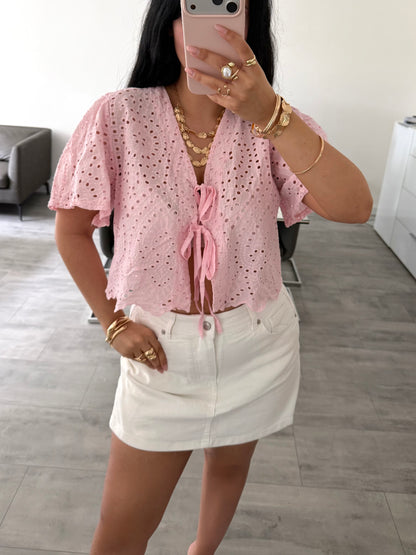 BAUMWOLLBLUSE MIT LOCHSTICKEREI ALESSIA