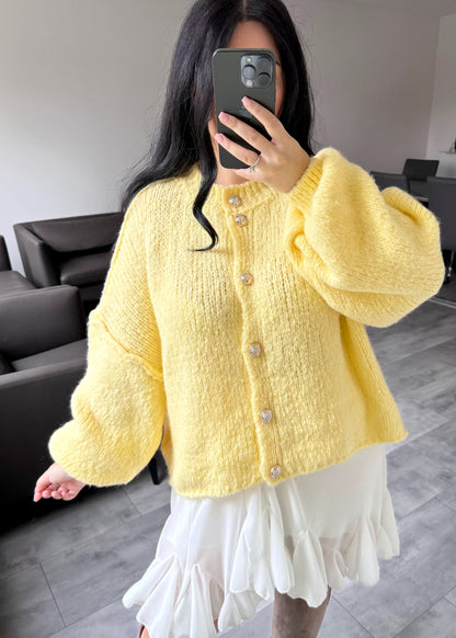 CARDIGAN FINA KURZ GELB