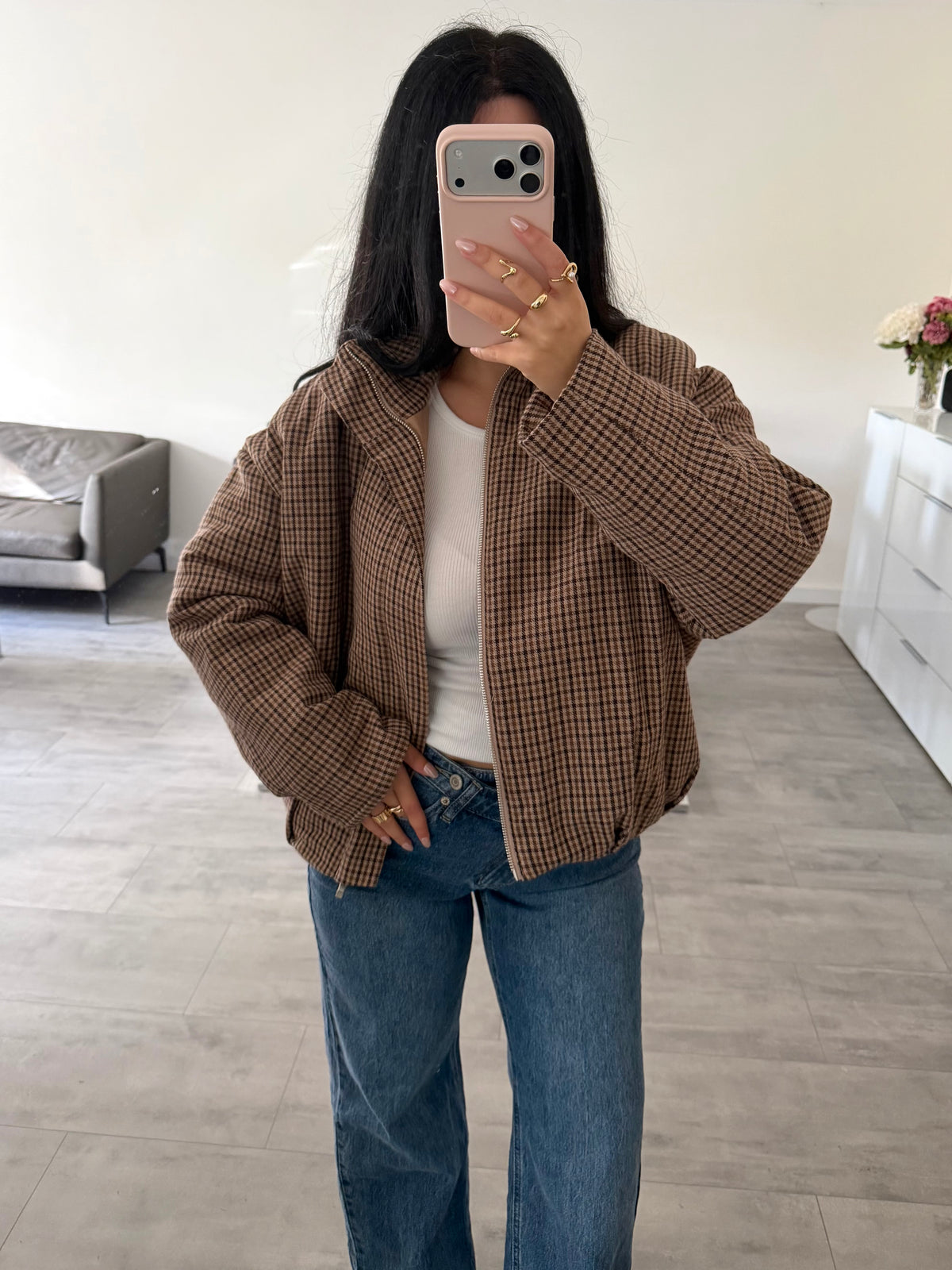 LEICHTE KARO-JACKE GINA BRAUN