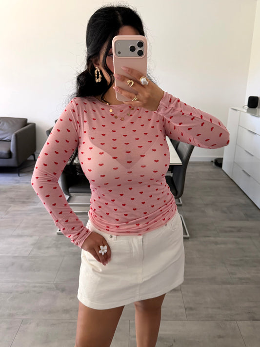 VISKOSE-KASCHMIR OBERTEIL MIT HERZEN Musselin kaufen | Miss Nova