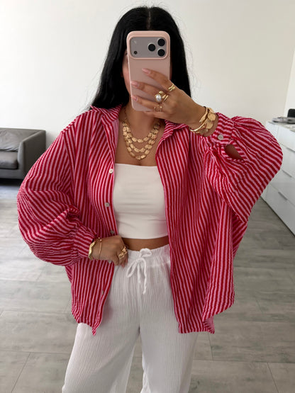 MUSSELIN BLUSE ALMA STREIFEN