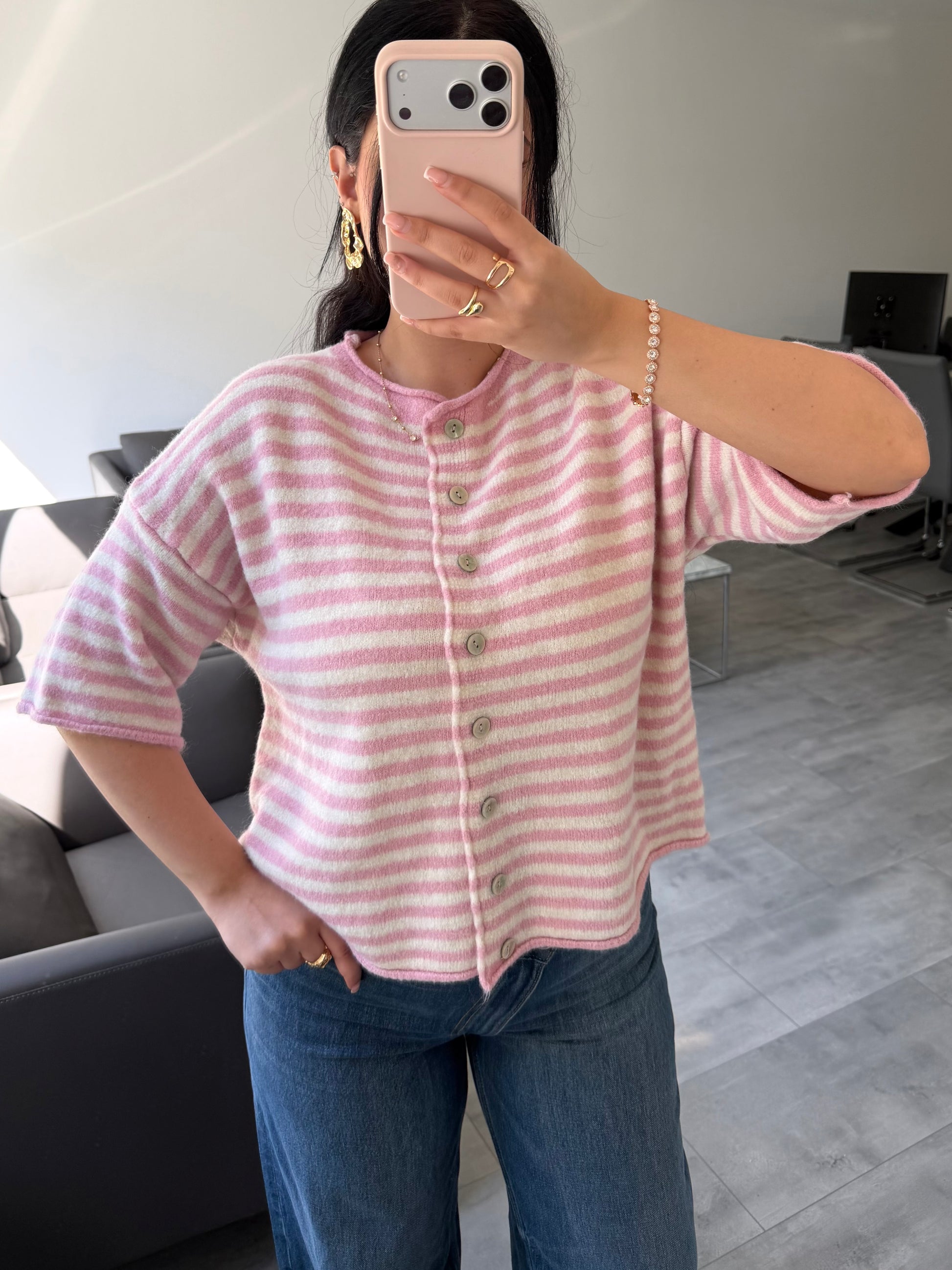 KURZARM CARDIGAN JUNA GESTREIFT – Miss Nova Damenmode