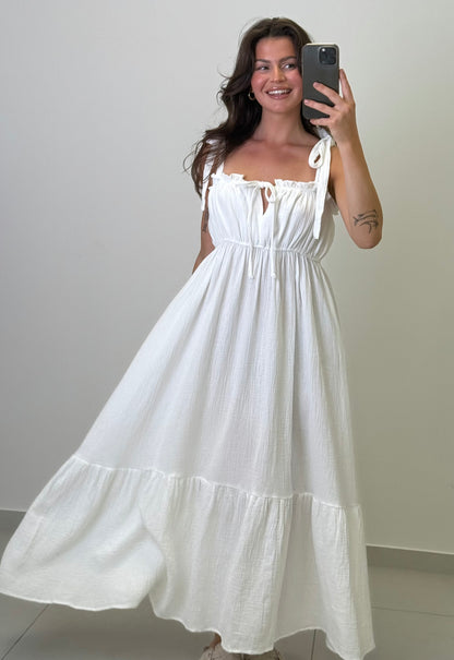 MUSSELIN KLEID AURORA LANG