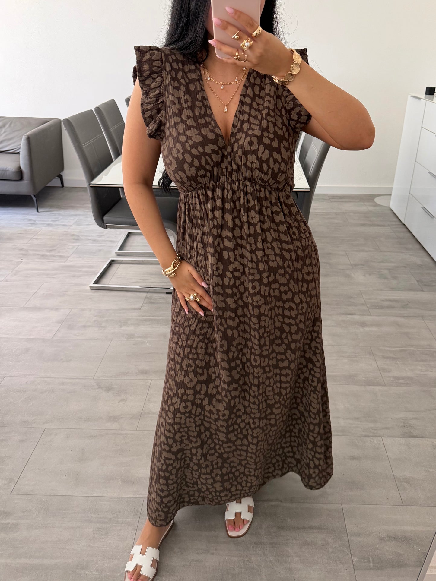 MUSSELIN KLEID MILENA LEOPRINT