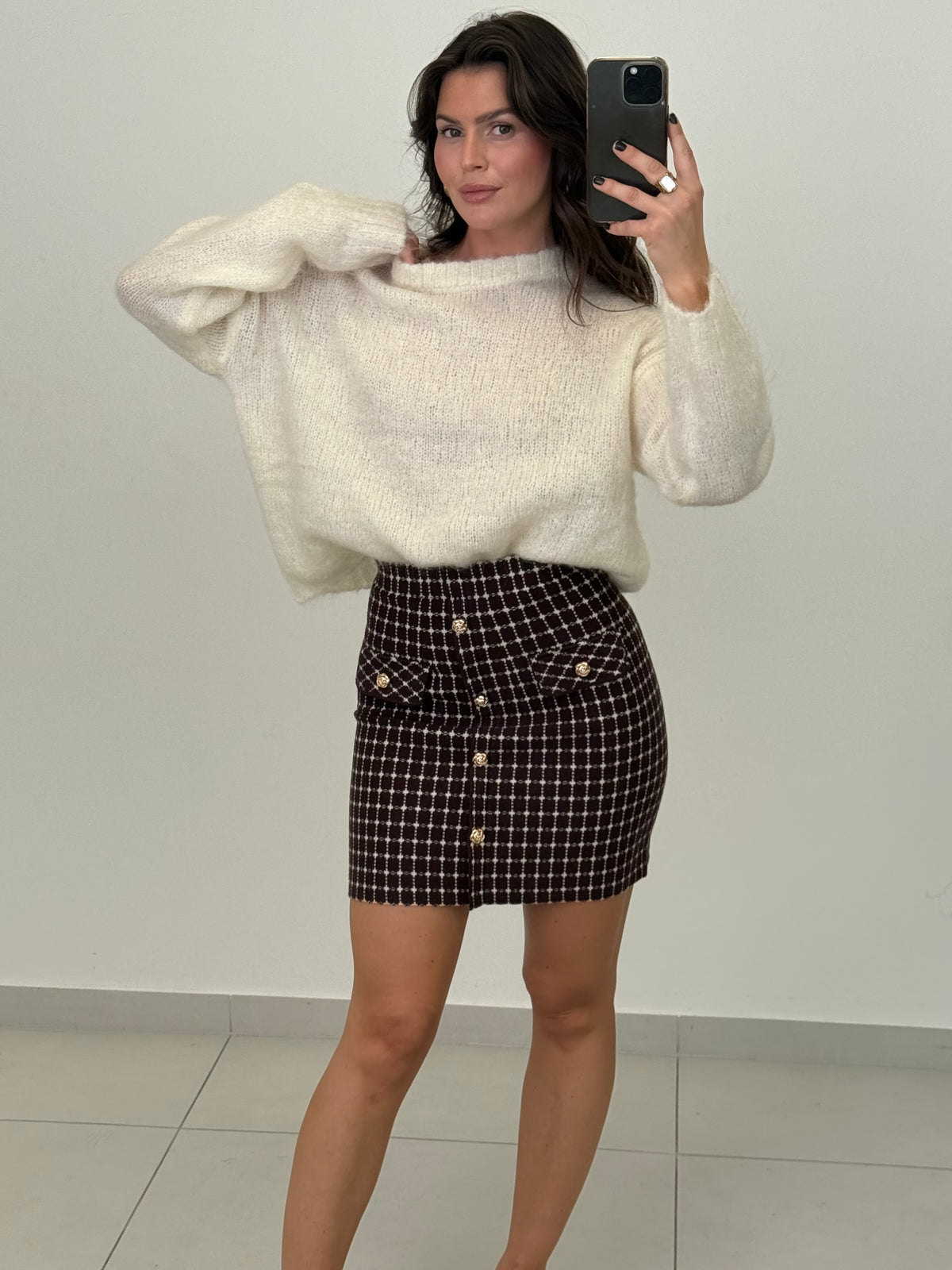 TWEED ROCK MIT GOLDENEN KNÖPFEN LARISSA