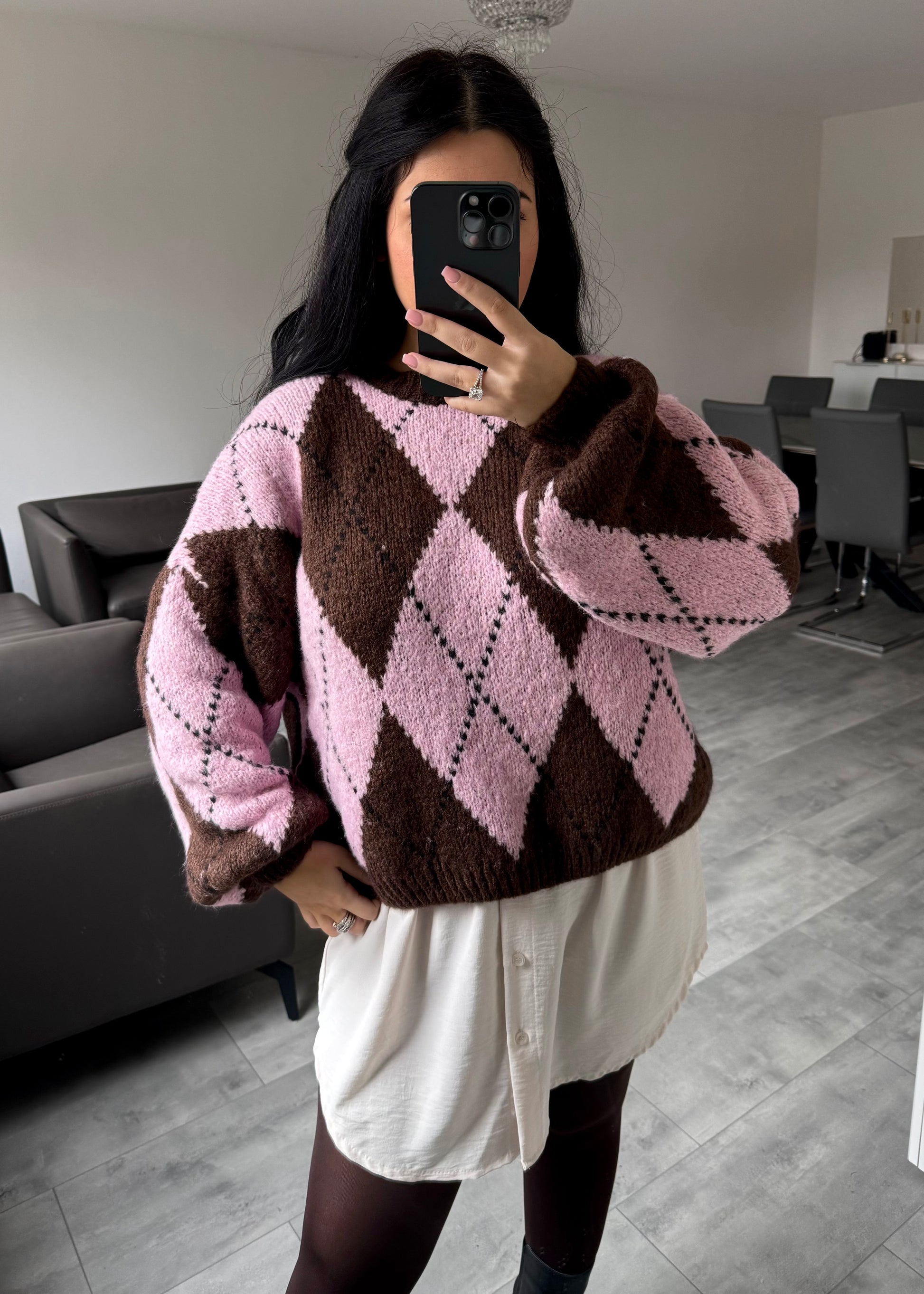 KARO-PULLOVER CLAIRE – Miss Nova Damenmode