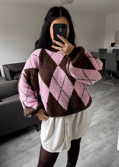 KARO-PULLOVER CLAIRE – Miss Nova Damenmode