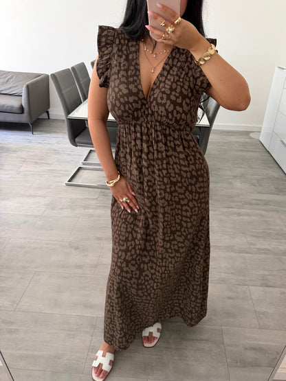 MUSSELIN KLEID MILENA LEOPRINT