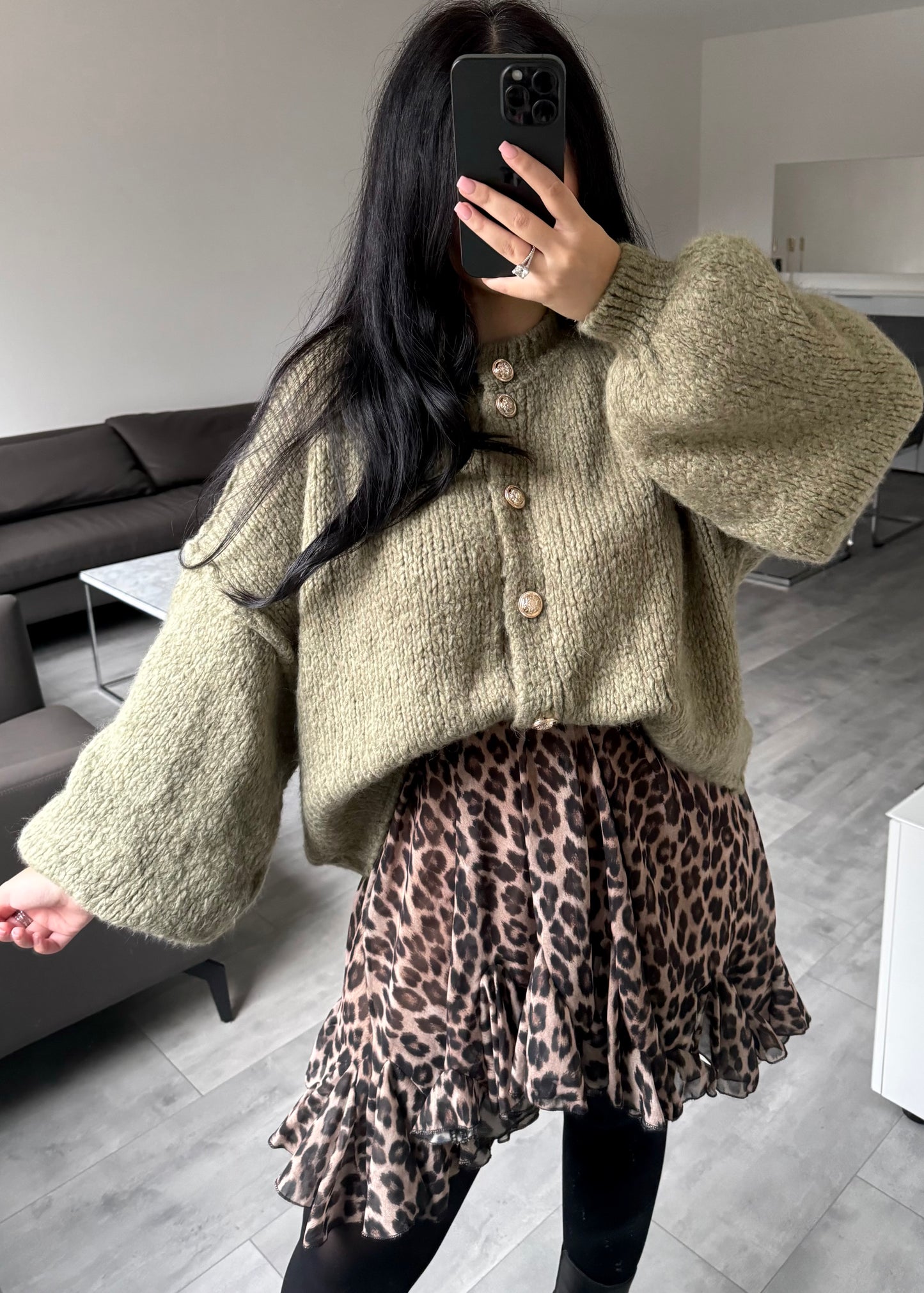 CARDIGAN FINA KURZ KHAKI