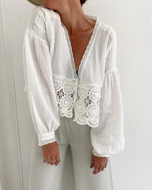 MUSSELIN CROCHET BLUSE SIA Musselin kaufen | Miss Nova