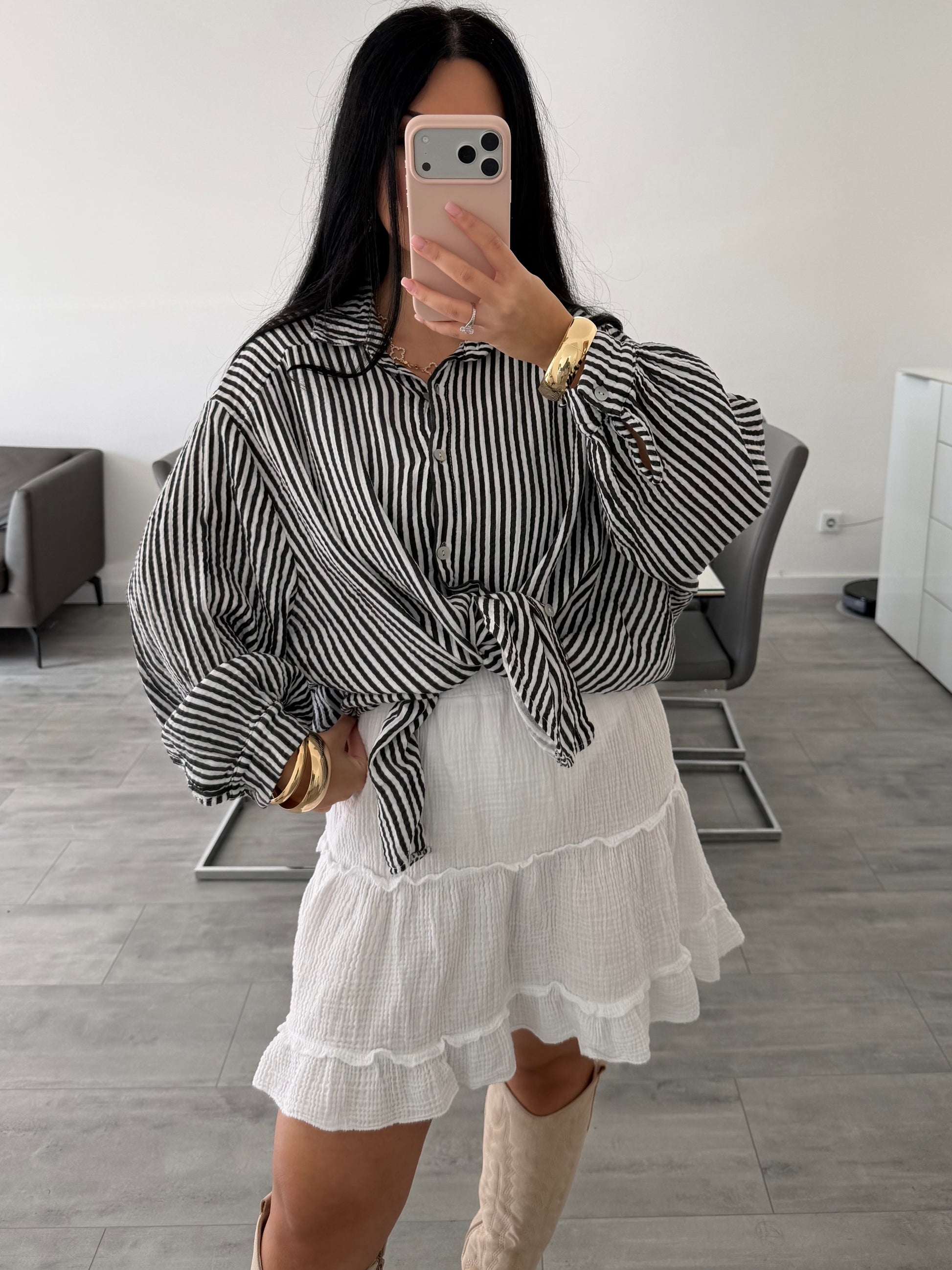MUSSELIN BLUSE AVA STREIFEN – Musselin Mode Miss Nova