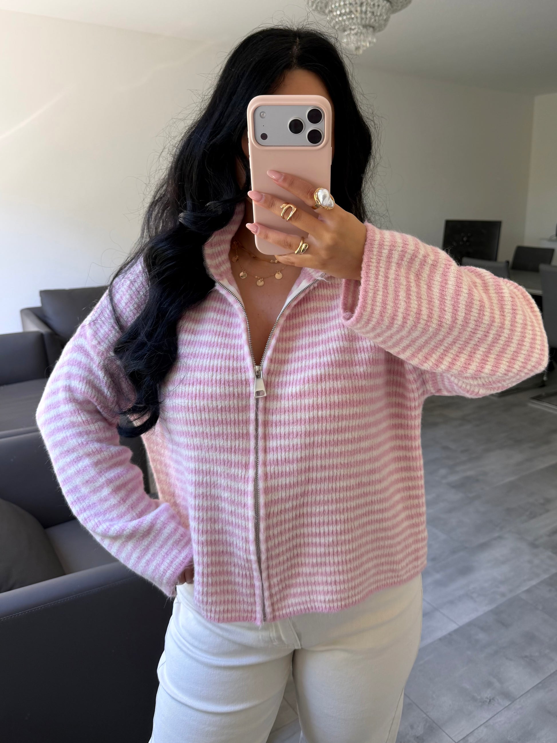 Zip Strickjacke Emilia Gestreift | missnova.de