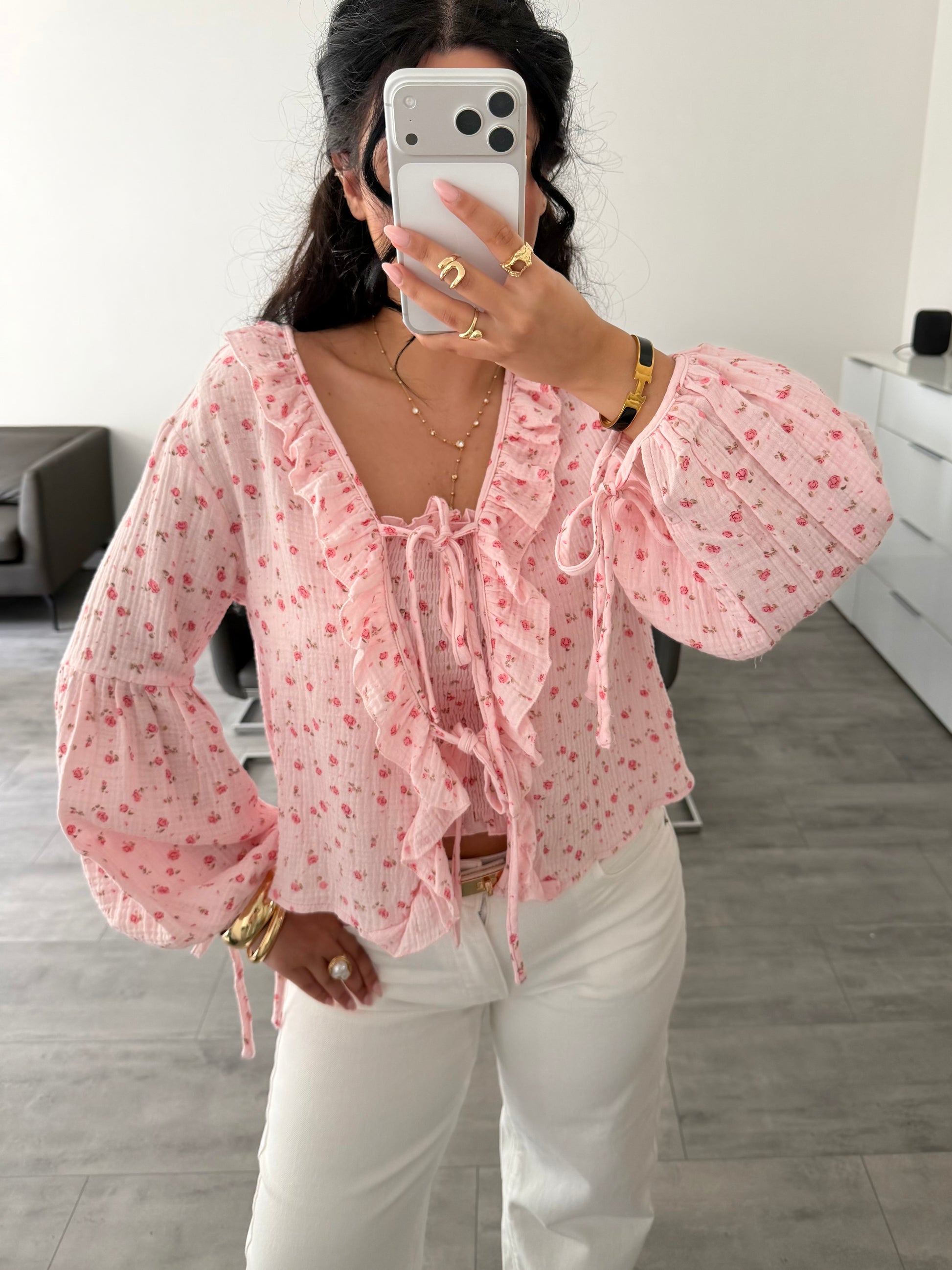 MUSSELIN RÜSCHEN BLUSE BLÜMCHENLIEBE – Musselin Mode Miss Nova