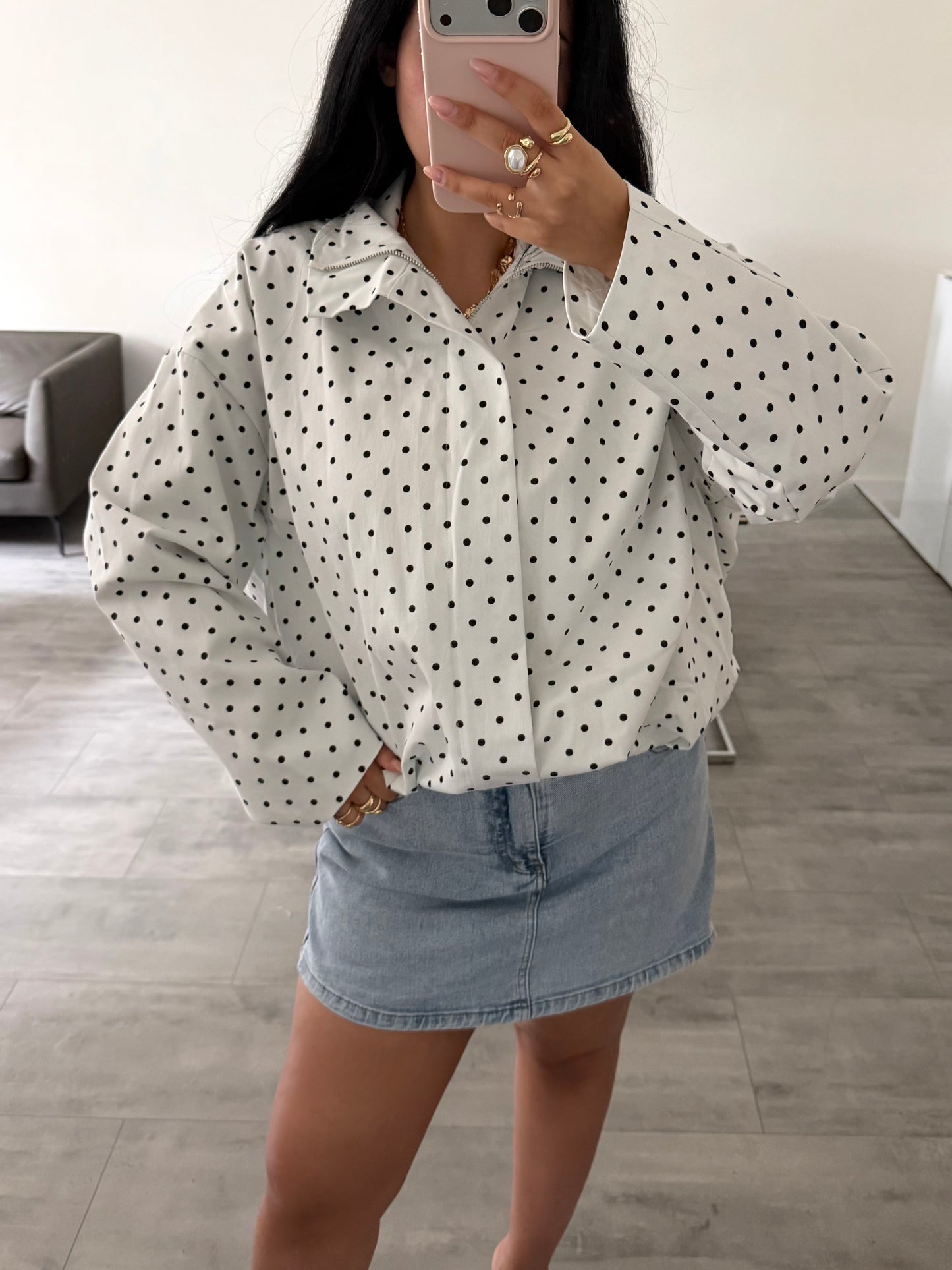 LEICHTE BAUMWOLLJACKE POLKA DOTS