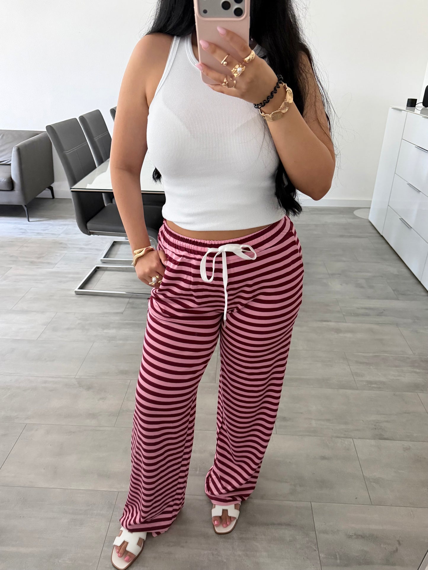 VISKOSE HOSE GESTREIFT