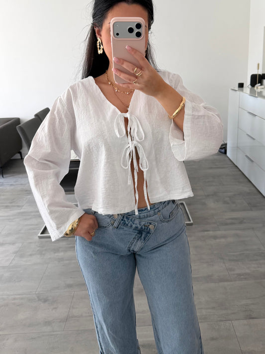 BAUMWOLL-LEINEN BLUSE HANNAH Musselin kaufen | Miss Nova