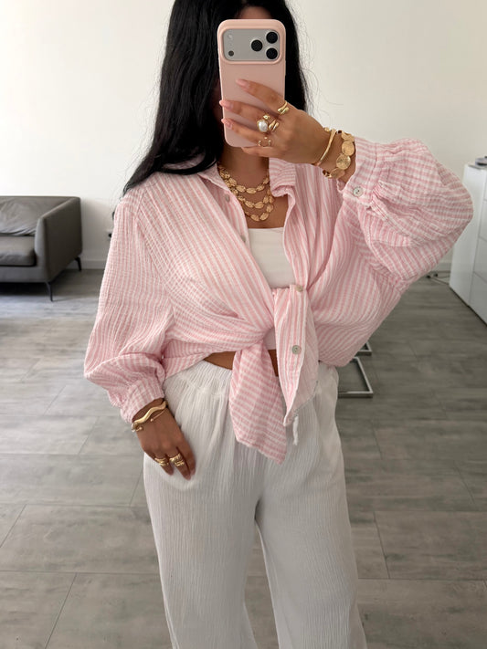 MUSSELIN BLUSE ALMA STREIFEN Musselin kaufen | Miss Nova