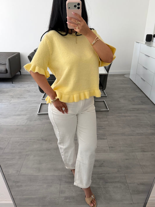 STRICKOBERTEIL MIT RÜSCHEN AMANDA Musselin kaufen | Miss Nova