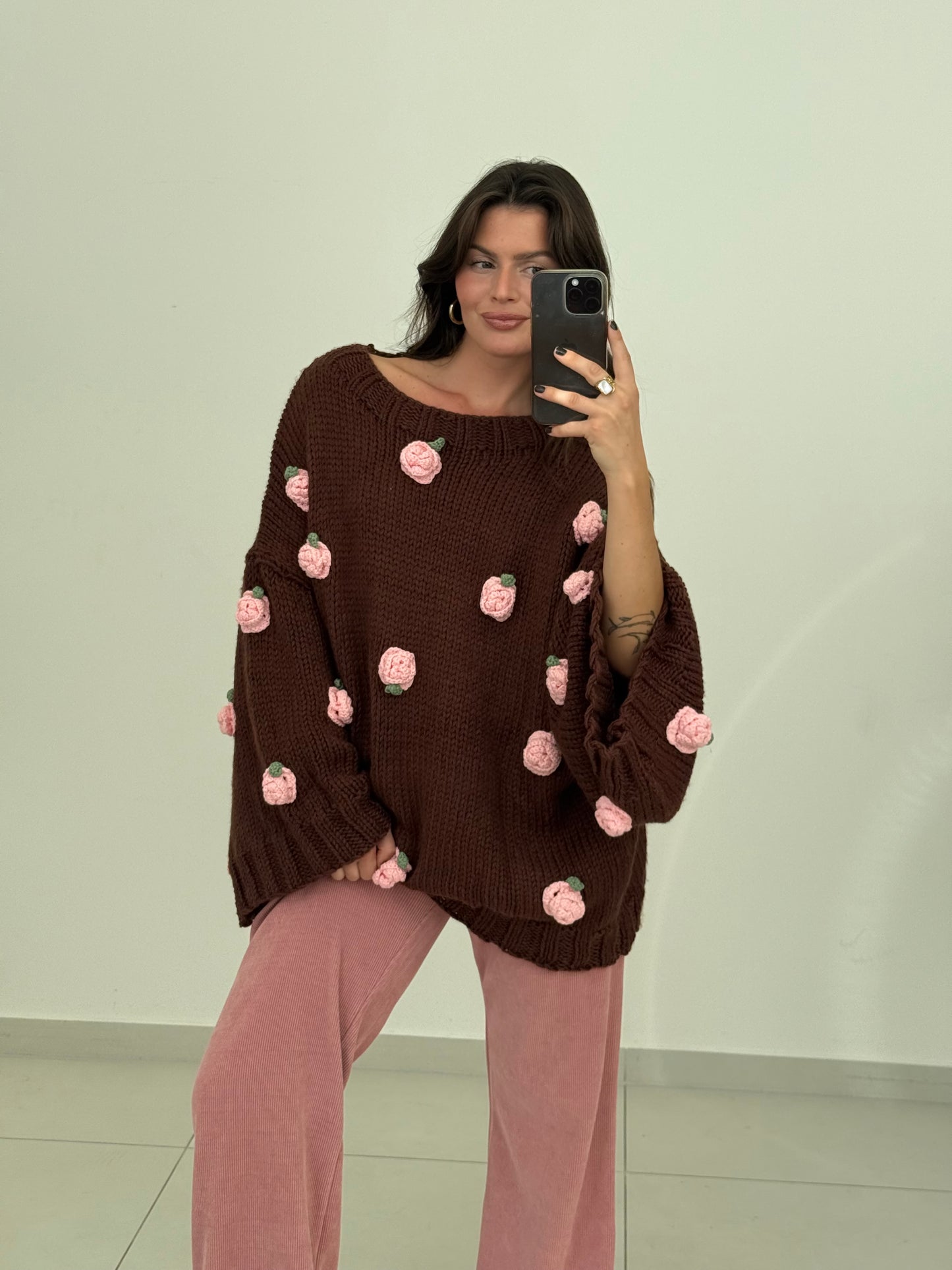CROCHET PULLOVER ROSALIA BRAUN – Damenmode bei Miss Nova