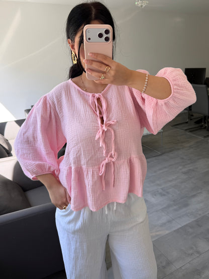 MUSSELIN BLUSE PENELOPE MIT SCHLEIFEN – Musselin Mode Miss Nova
