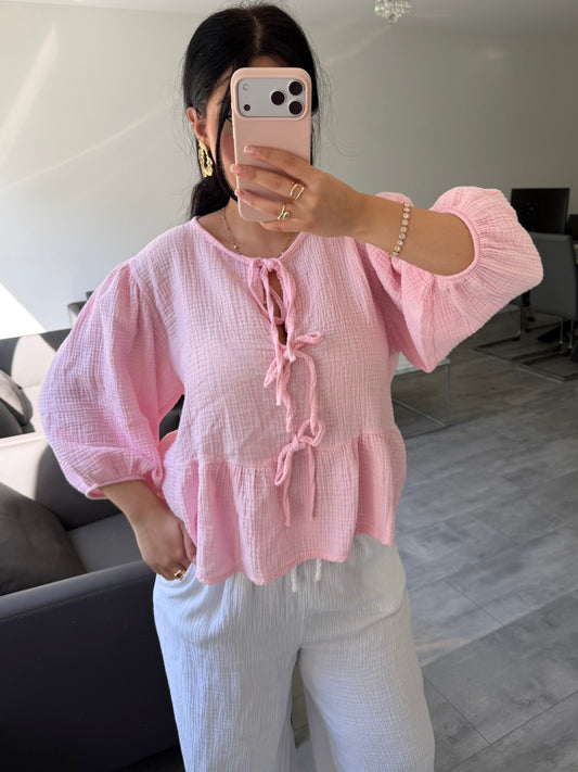 MUSSELIN BLUSE PENELOPE MIT SCHLEIFEN Musselin kaufen | Miss Nova