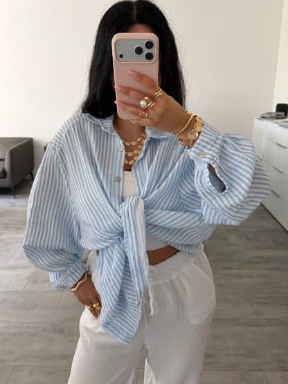 MUSSELIN BLUSE ALMA STREIFEN