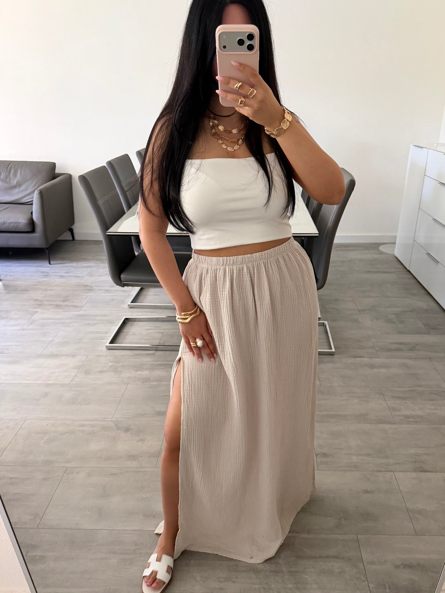 MUSSELIN MAXIROCK MIT SCHLITZ IVANA