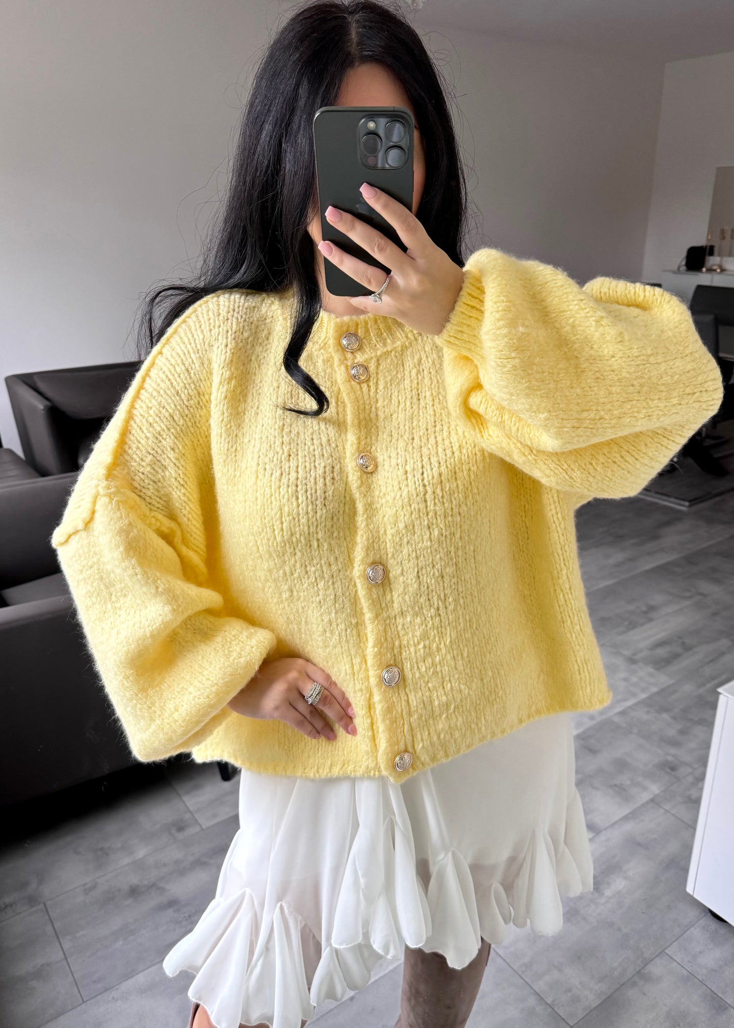 CARDIGAN FINA KURZ GELB