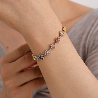 EDELSTAHL ARMKETTE LUCKY FLOWER MULTICOLOR – Miss Nova Damenmode